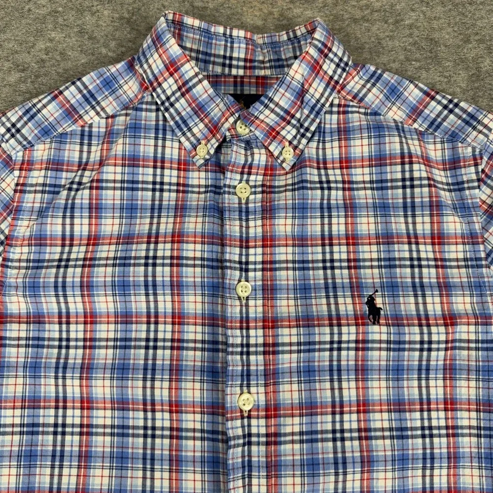 Ralph Lauren Natural Stretch Button Down Shirt Plaid Boys Medium M